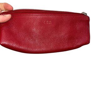 mark & graham valentine’s red all weather leather zip pouch ITALY